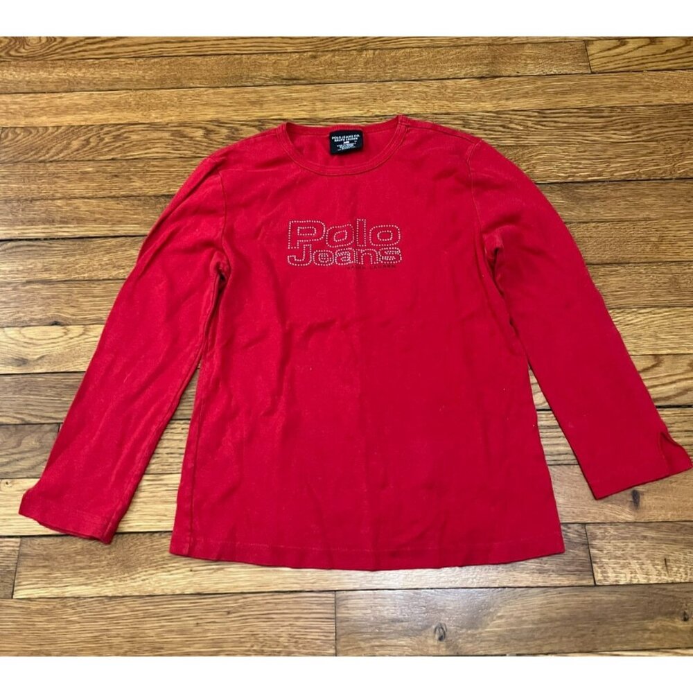 Vintage Y2K Polo Jean Co Ralph Lauren Women's Red Shirt 90's Style Logo Medium